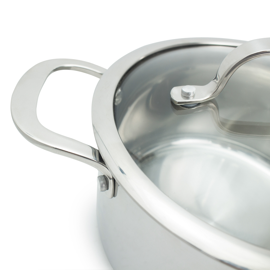 Nồi Inox 304 thân đáy đúc liền 3 lớp Kalpen Kazler 24cm dung tích 6.5L, đáy từ, vung kính chuẩn Đức - Hàng chính hãng