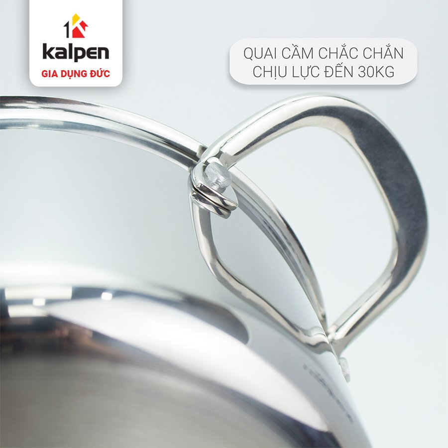 Nồi Inox 304 thân đáy đúc liền 3 lớp Kalpen Kazler 24cm dung tích 6.5L, đáy từ, vung kính chuẩn Đức - Hàng chính hãng