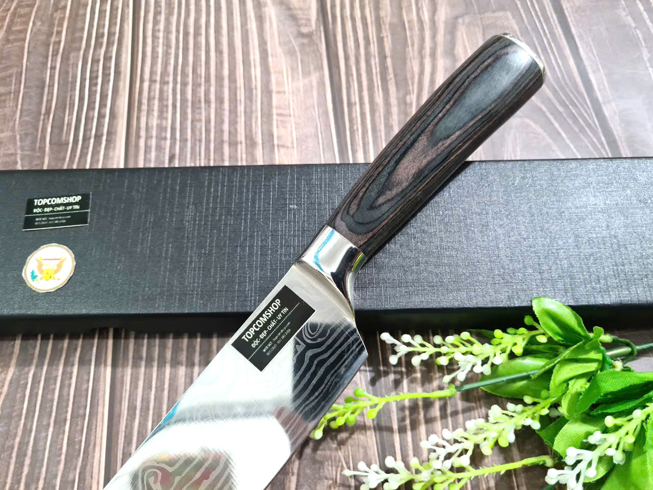 DAO - DAO BẾP NHẬT BẢN SANTOKU THÉP DAMASCUS MÃ A7 DT116 nt topcomshop vn