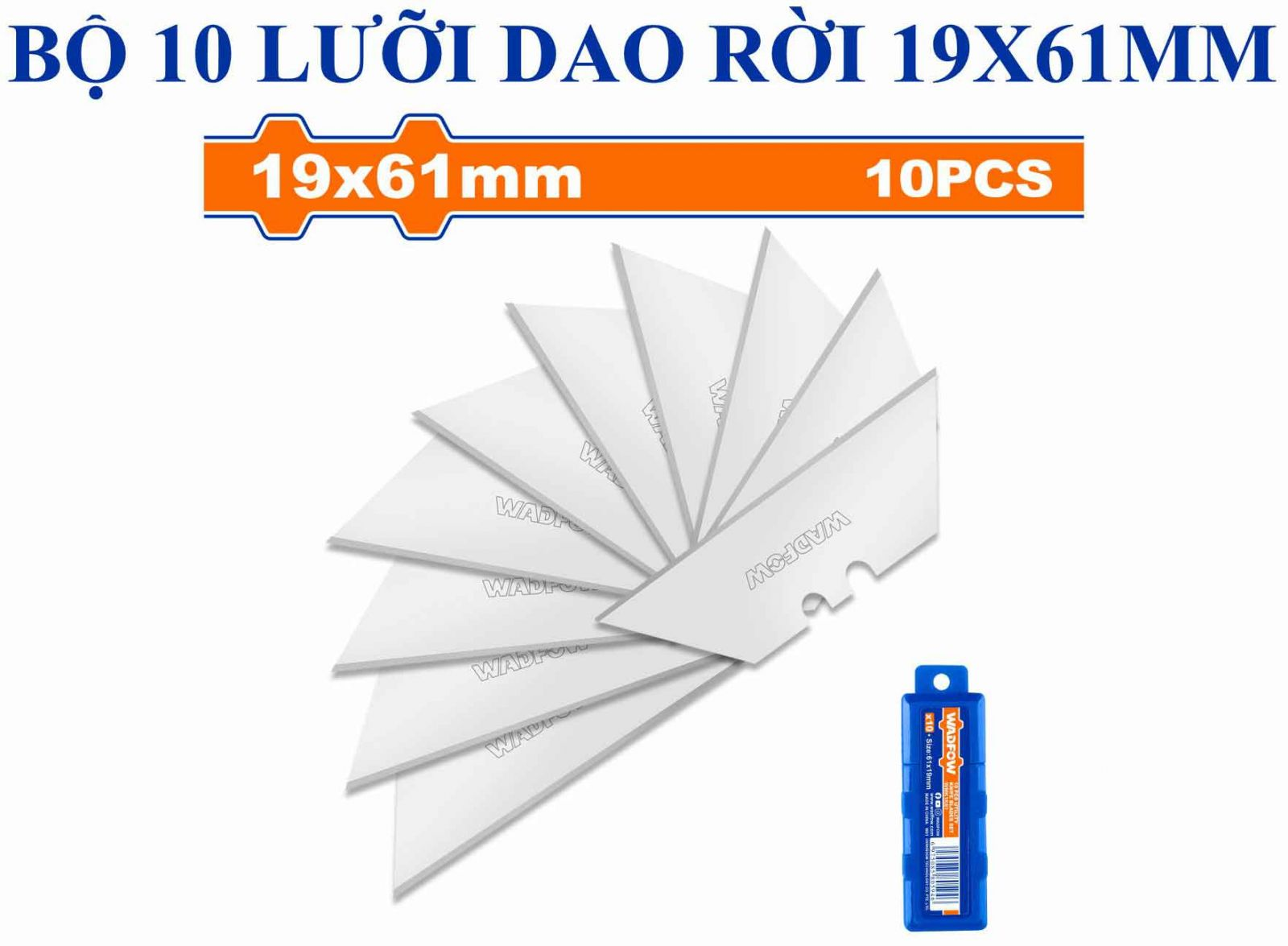 BỘ 10 LƯỠI DAO RỜI 19X61MM WMK1K61 WADFOW - HÀNG CHÍNH HÃNG