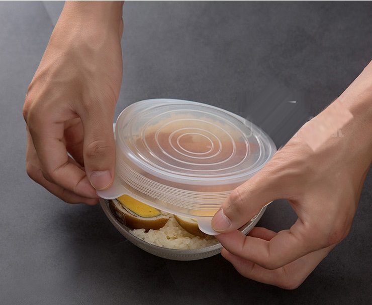 Bộ nắp silicon trắng đa năng nhiều size bảo quản thức ăn chống đổ ( 6 cái)