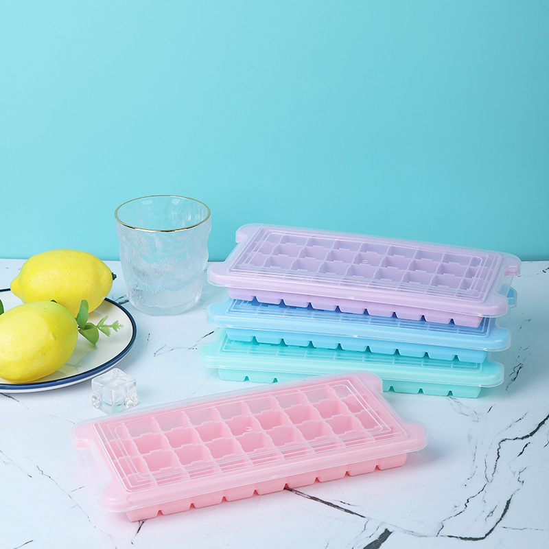 Khay Đá 24 Viên Và 36 Viên Silicon Cao Cấp Dẻo Không Nứt, Gãy, Bể Có Nắp Đậy Chống Tràn Tiện Lợi