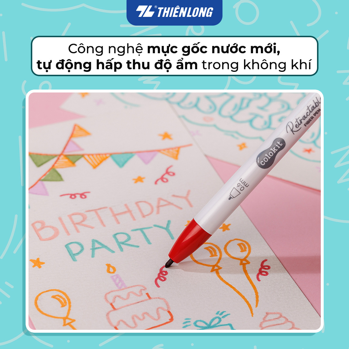 Bút lông 6/12 màu dạng bấm Retractable Fiber Pens Classic Thiên Long Colokit - 0.6mm