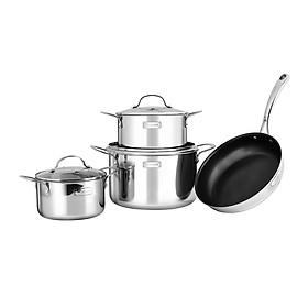 Elmich Bộ nồi chảo inox cao cấp 3 lớp đáy liền Trimax 4 chiếc size 18cm, 20cm, 26cm và chảo 26cm