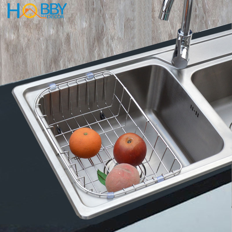 Khay để bát đĩa gác chậu rửa co giãn inox 304 HOBBY Home Decor KDC1