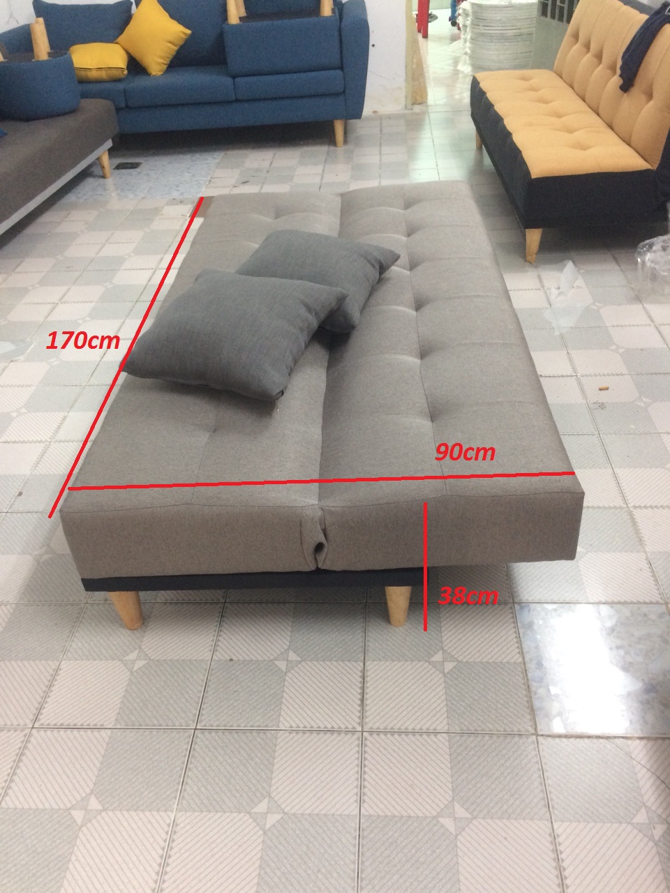 Ghế sofa giường bed xanh dương đậm bộ salon phòng khách SB7-cabo