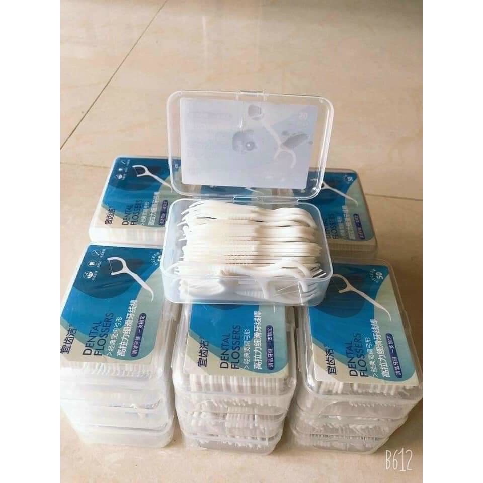 Hộp 50 cây tăm chỉ nha khoa ,an toàn dễ sử dụng và chăm sóc răng miệng