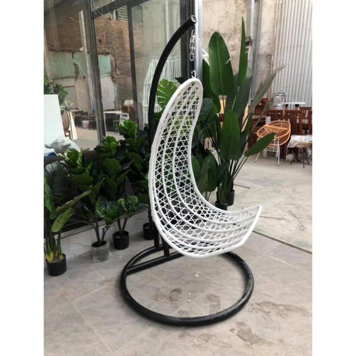 Hàng Siêu Cấp Xích đu đan, ghế lười, nôi treo thư giãn đọc sách sân vườn mây nhựa, dáng hình thìa - Giá Tại Xưởng