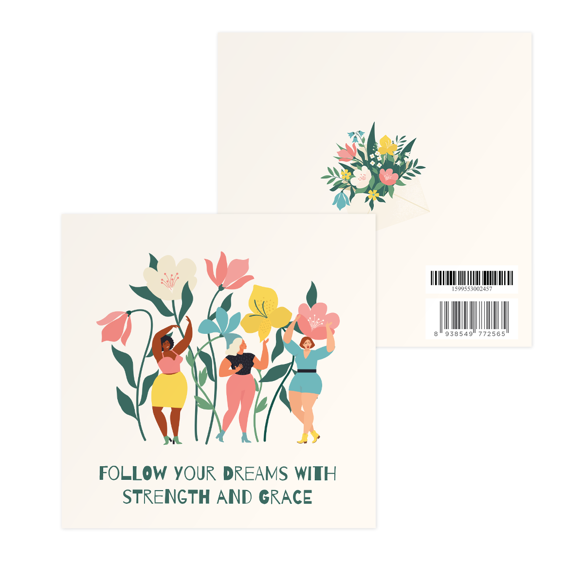 Thiệp mừng phụ nữ 8/3, 20/10, SDstationery Strength And Grace, trẻ trung tươi tắn, vuông 12x12 cm