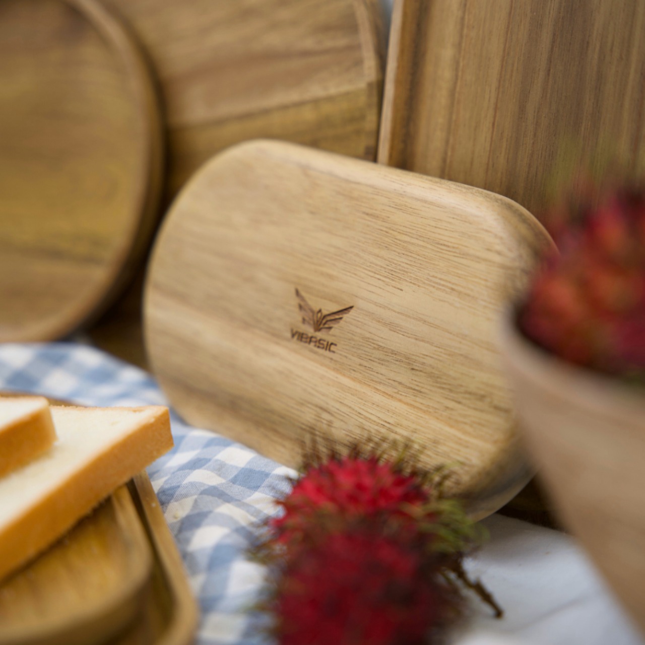 Khay gỗ keo đa năng hình oval Vibasic, đa dạng kích thước, chụp hình decor đựng đồ trang trí