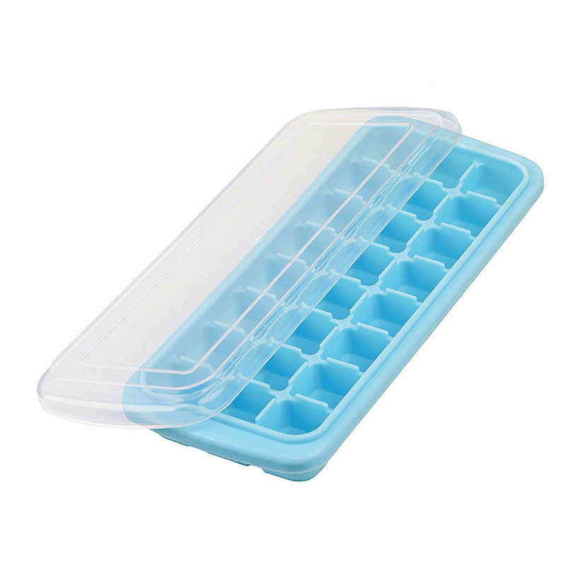 Khay Đá 24 Viên Và 36 Viên Silicon Cao Cấp Dẻo Không Nứt, Gãy, Bể Có Nắp Đậy Chống Tràn Tiện Lợi