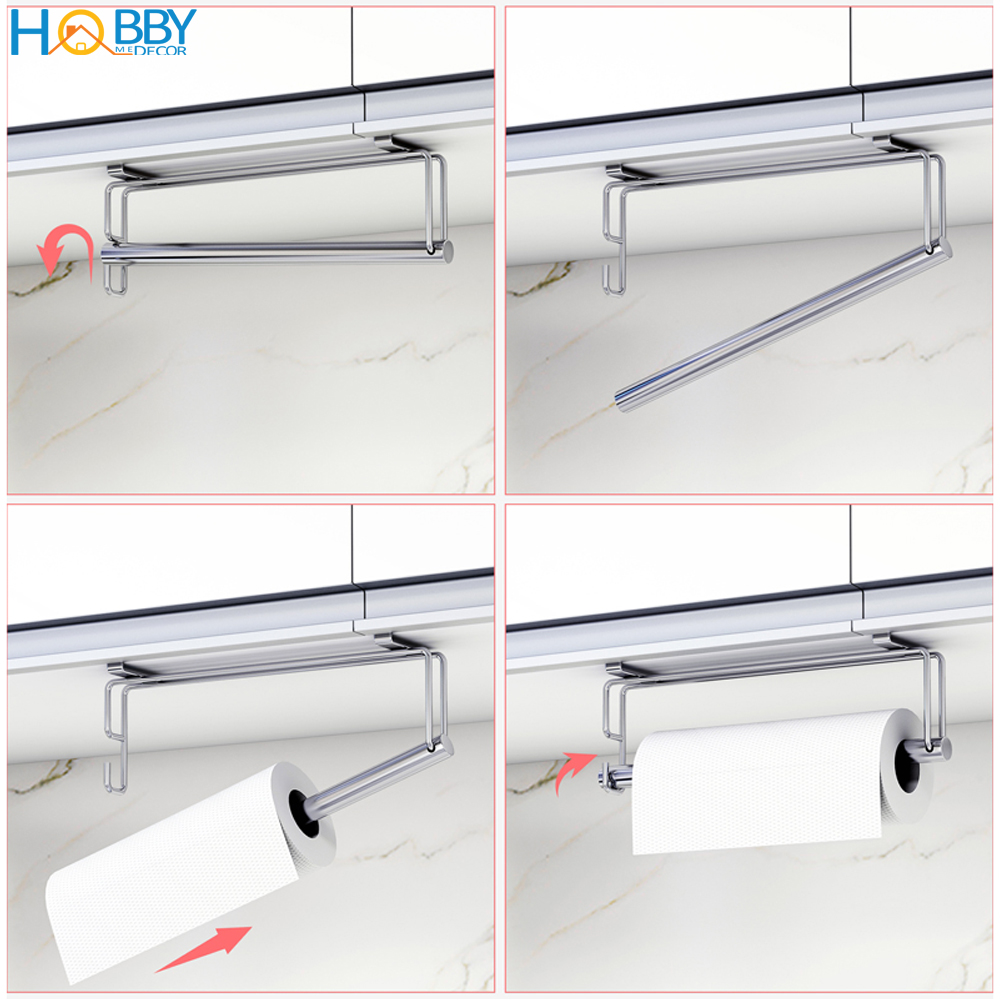 Móc treo cuộn giấy dài lâu bếp gắn tủ inox 304 Hobby home decor MGC