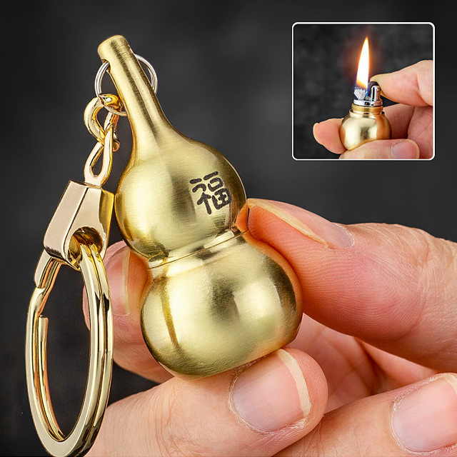Vỏ Hột Quẹt Bật Lửa Kiêm Móc Khóa Chief CF202 Thiết Kế Hình Qủa Hồ Lô Đẹp Độc Lạ - Dùng Xăng Bấc Đá Cao Cấp