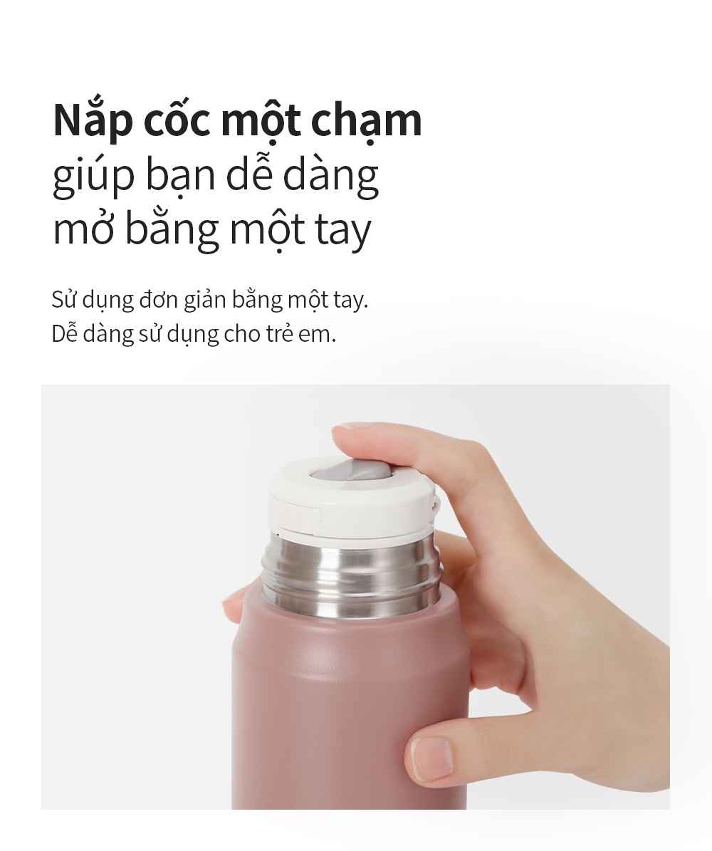 Bình giữ nhiệt Lock&Lock 505ml Maman Cup Vacuum Bottle Màu Xám LHC1487GRY - Hàng chính hãng, nắp dùng làm cốc nước uống - JoyMall
