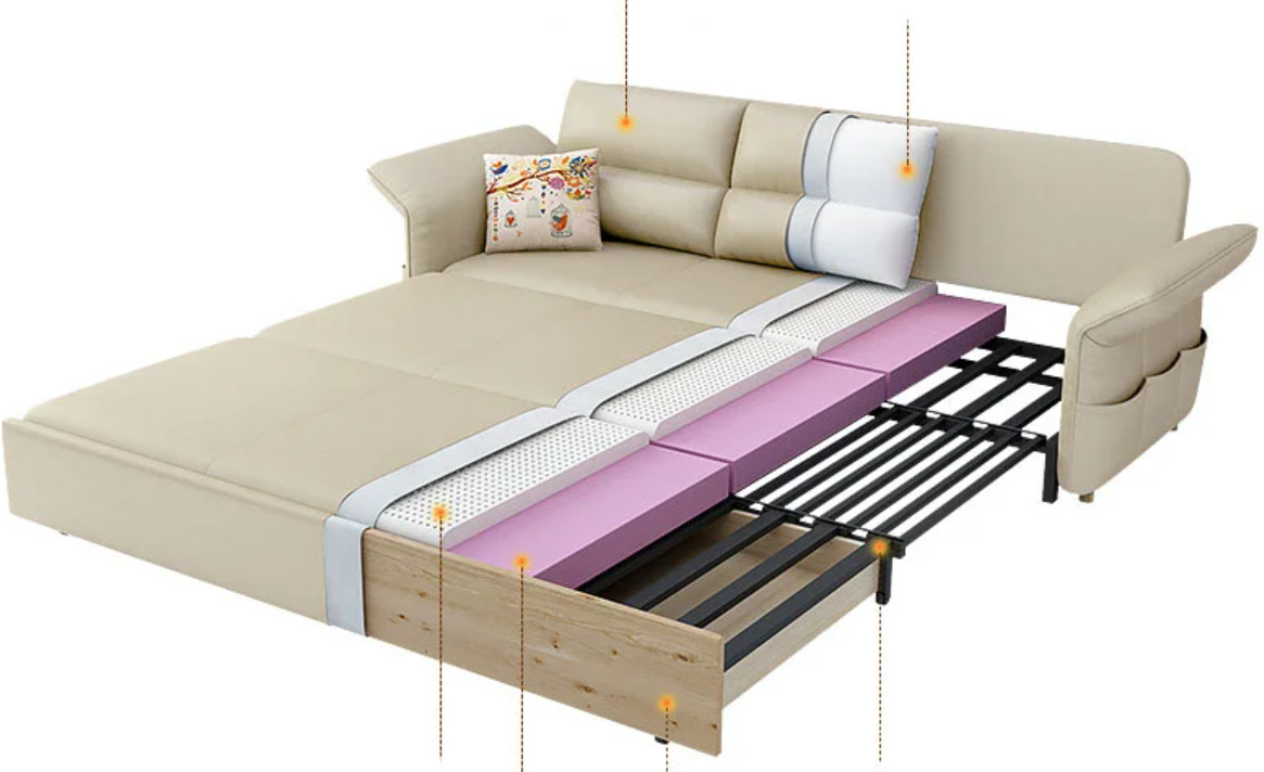 Sofa giường đa năng hộc kéo tay bật HGK-18 ngăn chứa đồ tiện dụng Tundo KT 1m8