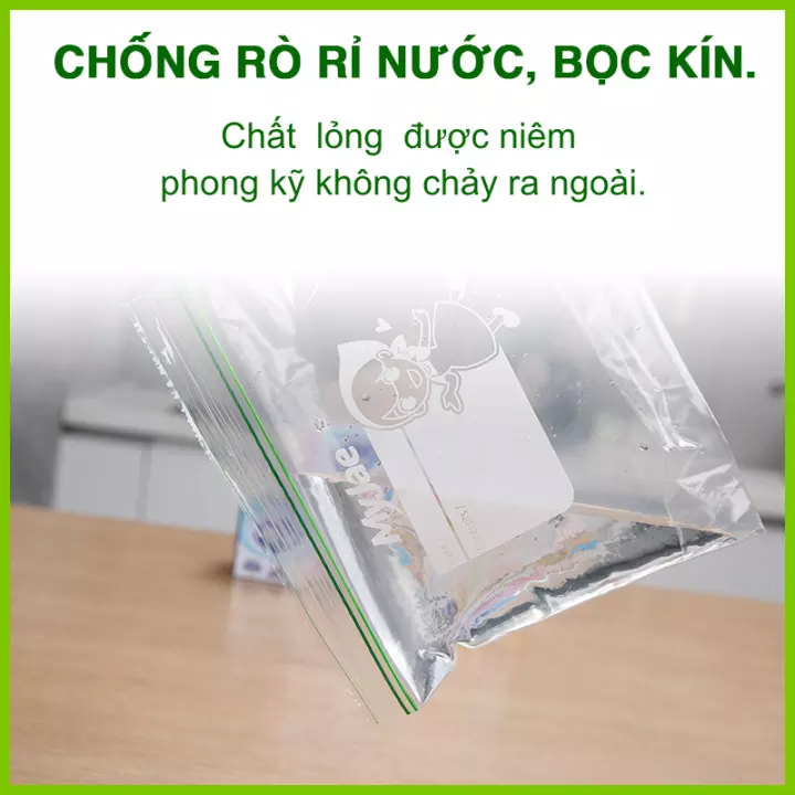 (Combo 2 size S+ L) Túi Zip PE Trong Suốt 2 Đường Kéo MyJae, Túi Bọc Đồ Ăn, Rau Củ Bảo Quản Trong Tủ Lạnh