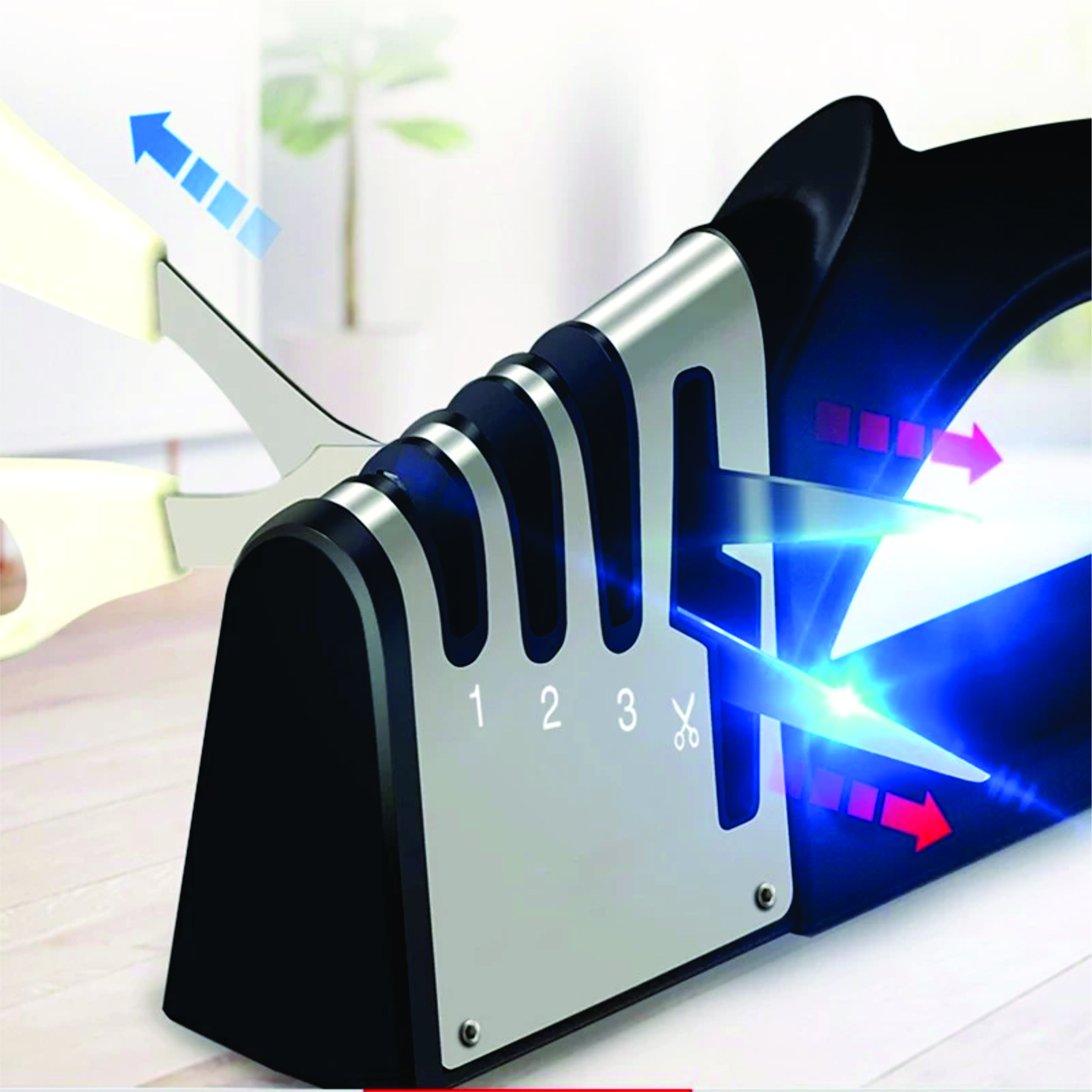 Mài Dao Kéo Cầm Tay Đa Năng Inox 4 Trong 1 Phục Hồi Lưỡi Dao Hiệu Quả.