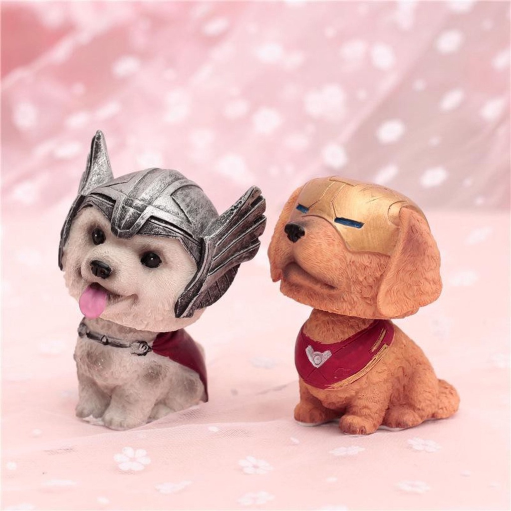 Mô Hình Chó Lắc Đầu Dễ Thương Siêu Anh Hùng Marvel - Trang trí xe hơi