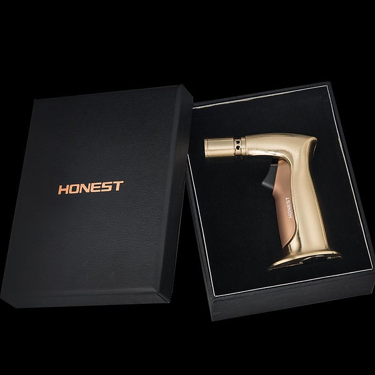 Vỏ Hột Quẹt Bật Lửa Khò 4 Tia Để Bàn Honest BC-3003 Thiết Kế Đẹp Độc Lạ Lửa Khò Mạnh Mẽ - Dùng Gas Cao Cấp