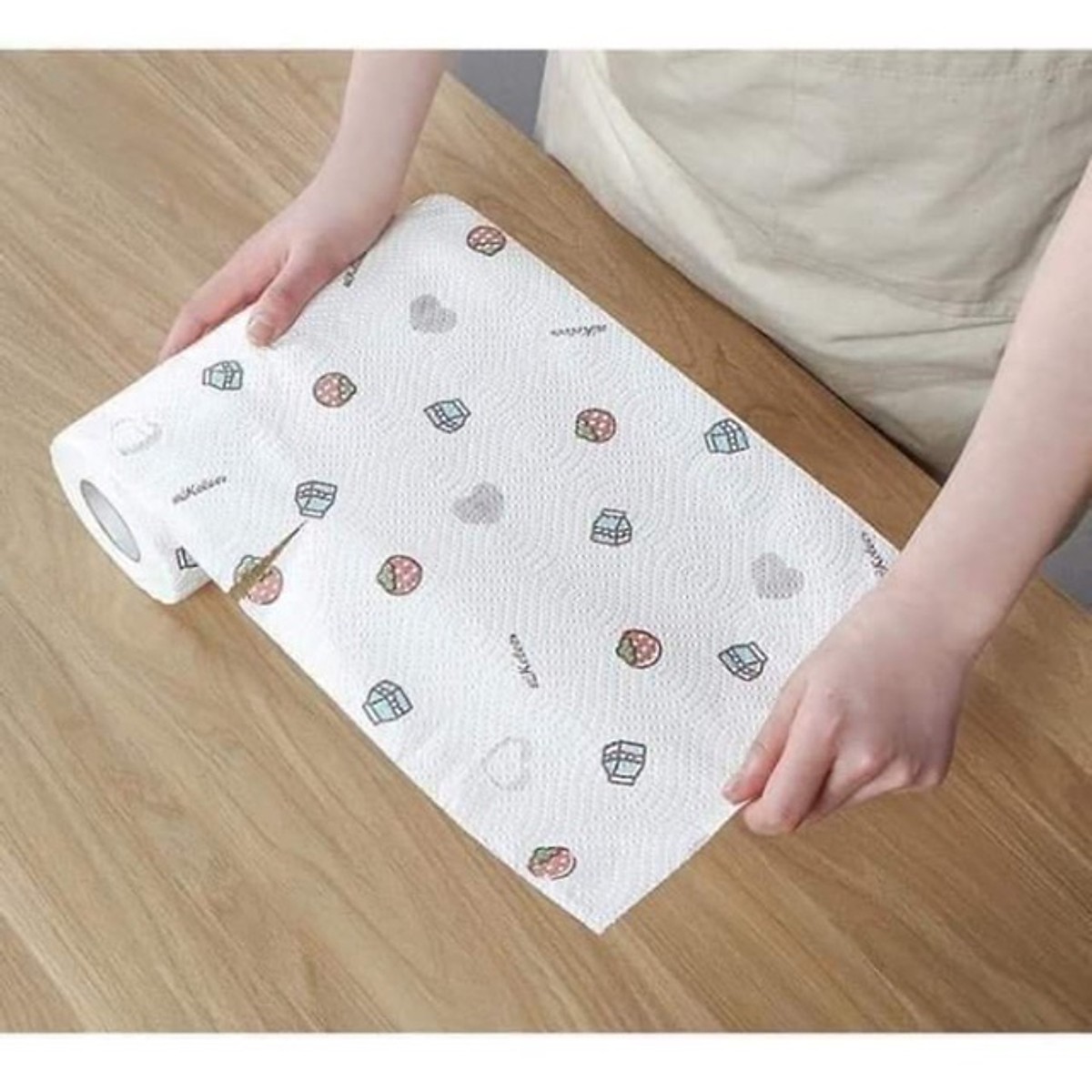 Combo 2 cuôn khăn lau đa năng có thể tái sử dụng họa tiết hoạt hình