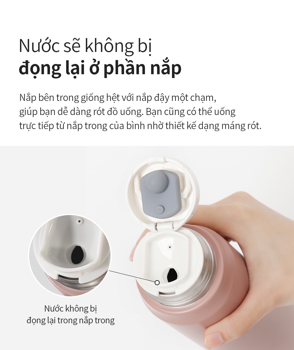 Bình giữ nhiệt Lock&Lock 505ml Maman Cup Vacuum Bottle Màu Xám LHC1487GRY - Hàng chính hãng, nắp dùng làm cốc nước uống - JoyMall