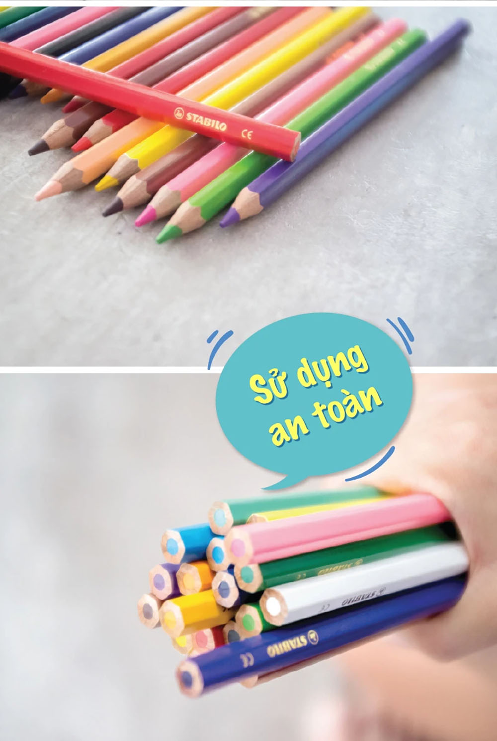 Bộ bút chì màu STABILO Swans Jumbo 12 cây - Hộp 12 cây ngắn (CLJ1873S)