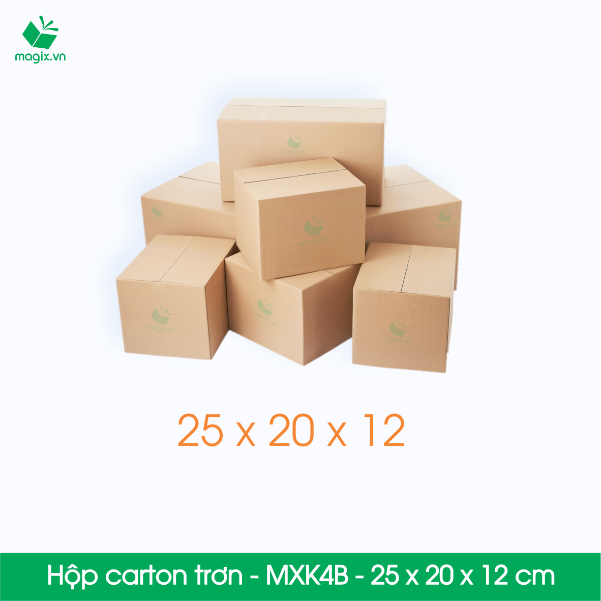 MXK4B - 25x20x12 cm - 60 Thùng hộp carton trơn đóng hàng