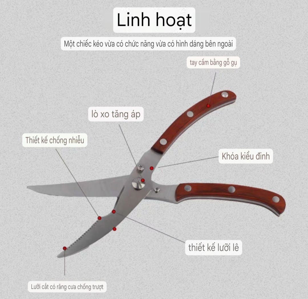 Kéo cắt gà xuất Nhật cán gỗ
