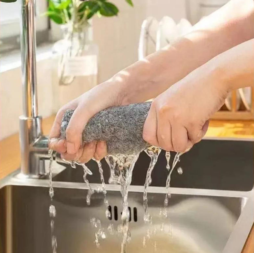 Set 10 Khăn Lau Đa Năng Bằng Sợi Than Tre Siêu Thấm Hút Kháng Khuẩn Hình Vuông Màu Xám Khói -Hàng chính hãng