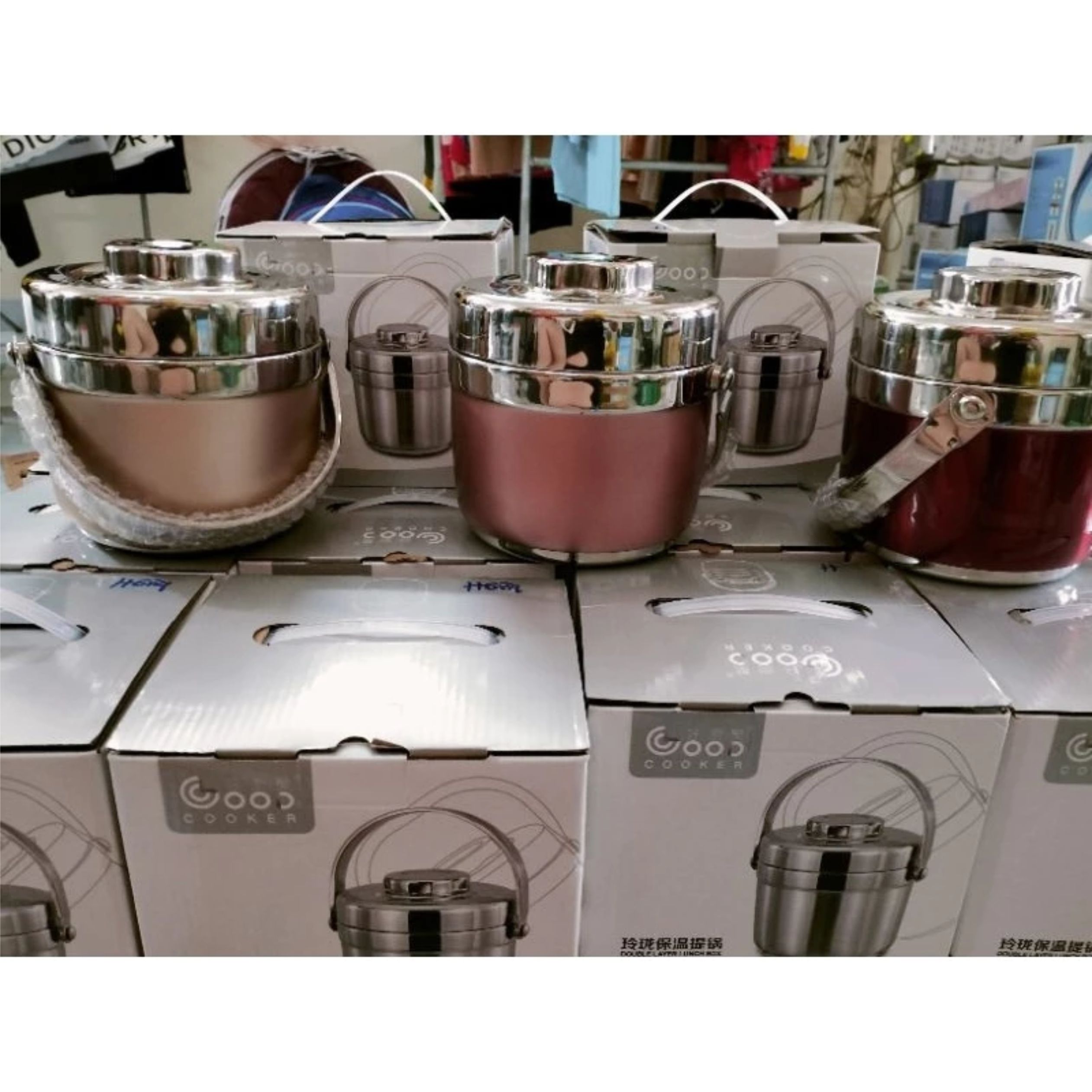 Hộp đựng cơm giữ nhiệt inox dung tích 1,5 lít thiết kế 2 tầng (hàng dày và nặng) Cặp lồng giữ nhiệt inox