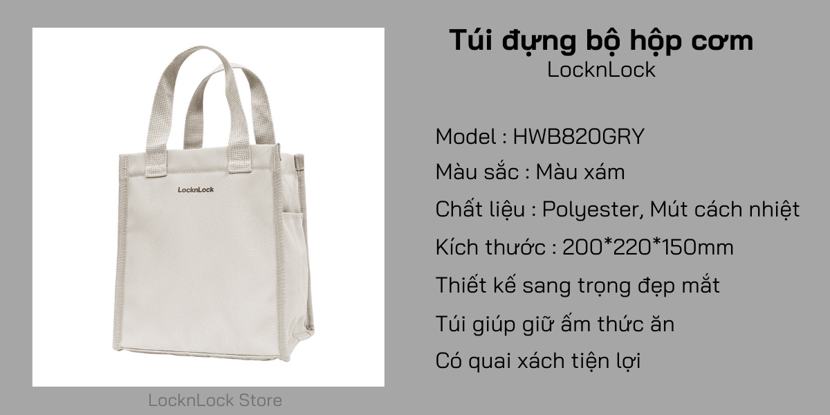 Túi đựng bộ hộp cơm LocknLock Daily Cooler, Table Mat HWB820 - Hàng chính hãng, giữ nhiệt có quai xách - JoyMall