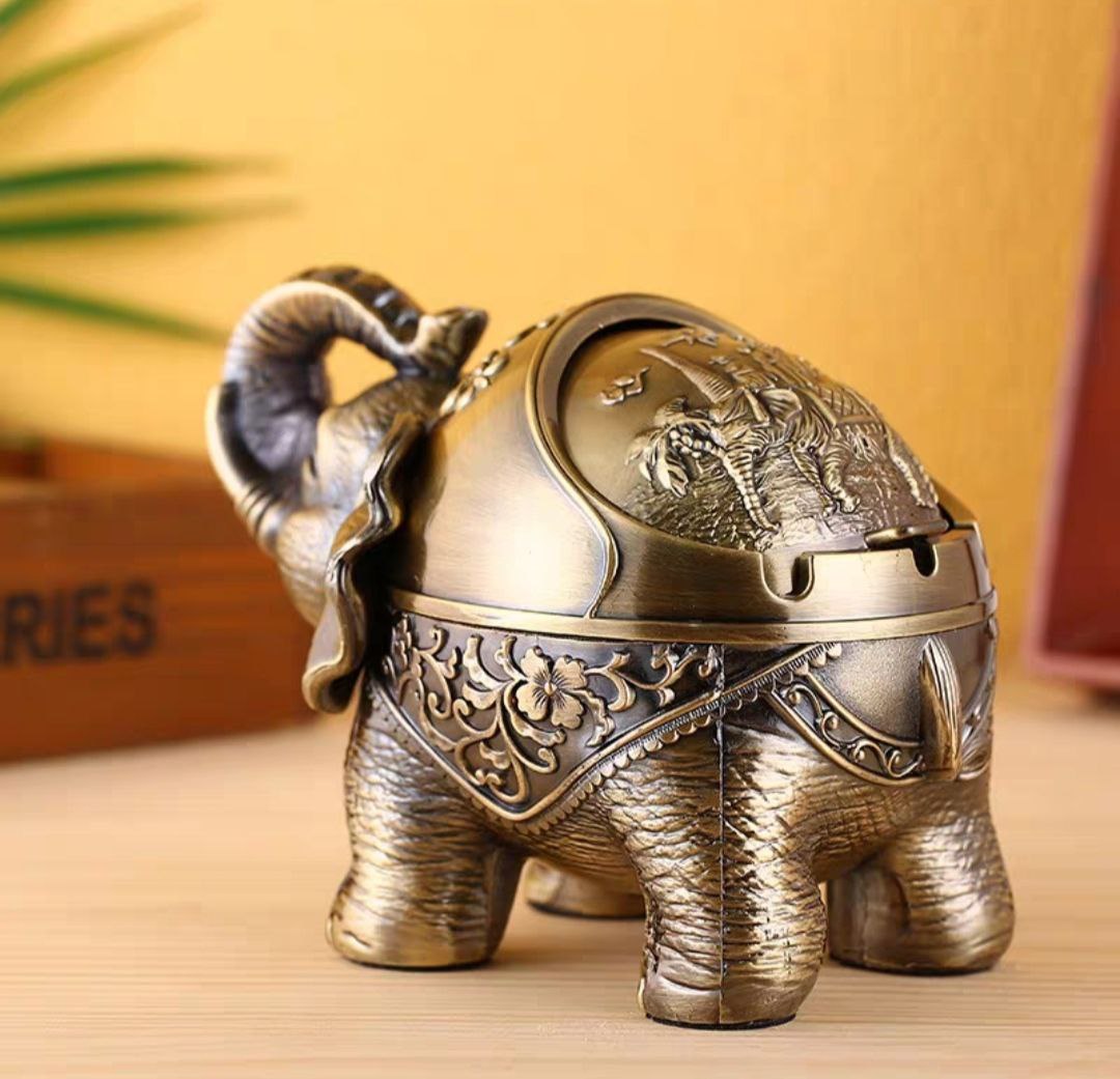gạt tàn chú voi vòi cuộn đứng bằng đồng ( tặng sét 4 cọ vệ sinh vòi ám nội địa nhật )