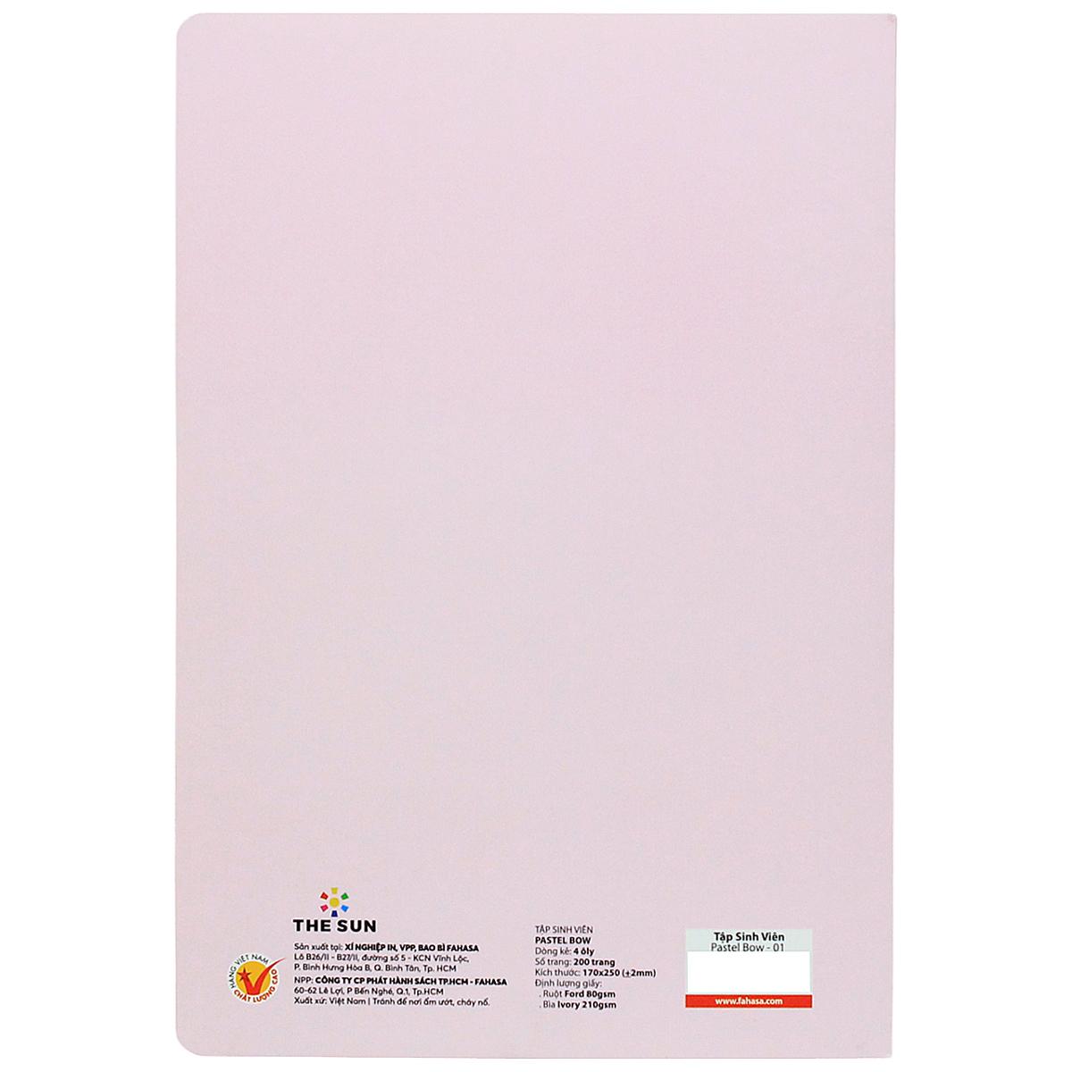Tập Sinh Viên Pastelbow - 4 Ô Ly - 200 Trang 80gsm - The Sun 03 (Mẫu Bìa Giao Ngẫu Nhiên)