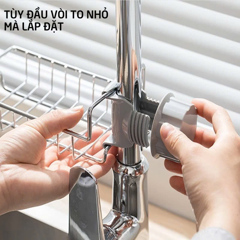 Giá để giẻ rửa bát, nước rửa chén đa năng chất liệu Inox 304 sáng bóng không han gỉ, kích thước 17x10.2x6.5cm