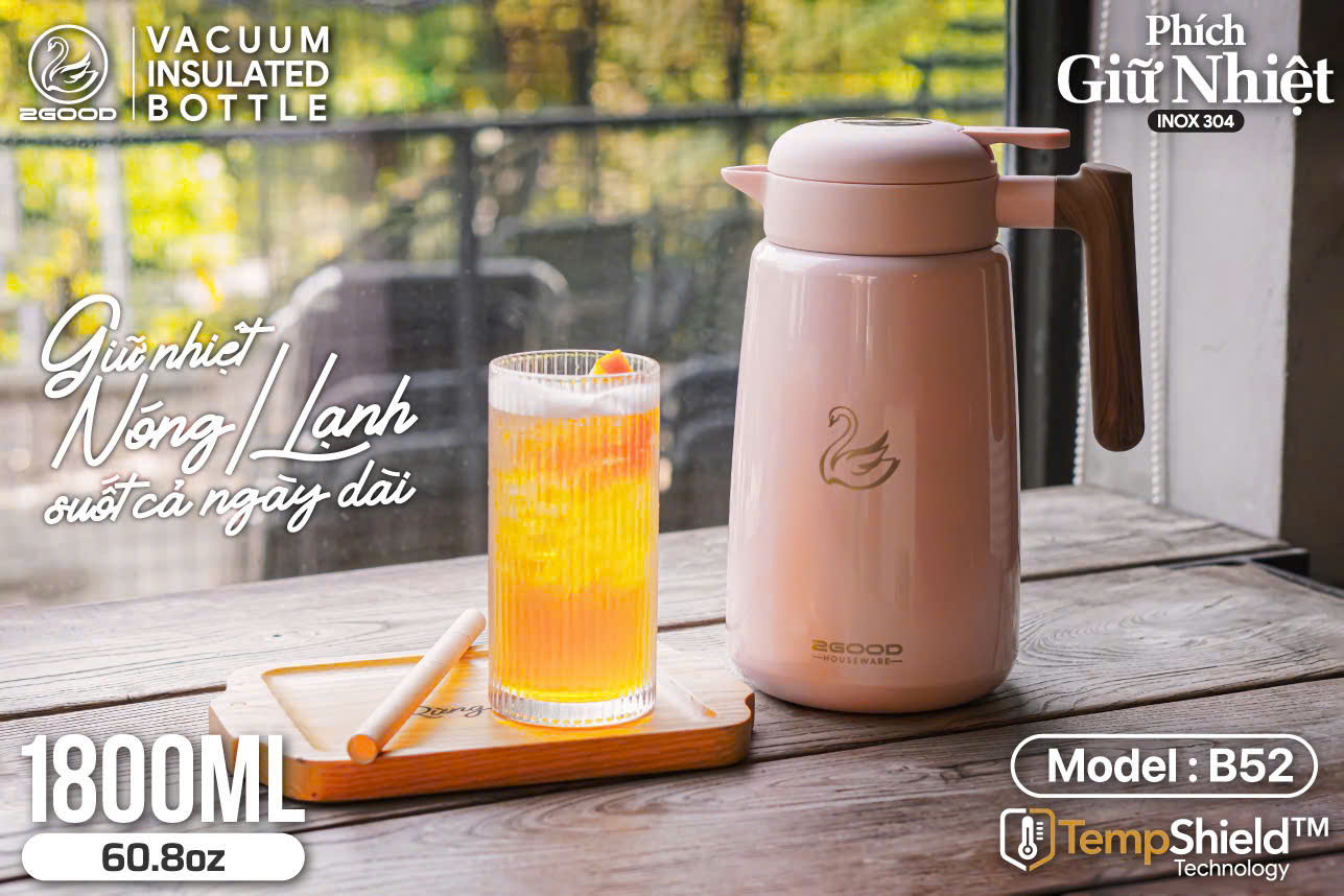 Phích - Bình thuỷ giữ nhiệt nóng lạnh 2Good B52 - Dung tích 1.8 lít - Đổi mới 5 năm