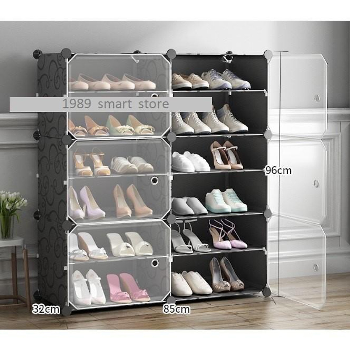 TỦ NHỰA ĐỂ GIÀY DÉP KIỂU MỚI 12 Ô (chia ô) CỬA TRẮNG TRONG - HÀNH CHÍNH HÃNG