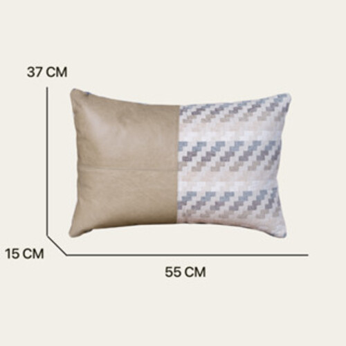 Gối sofa tựa lưng hình chữ nhật dài cao cấp, kết hợp da bò thật và vải DVC6003Z | REEKO