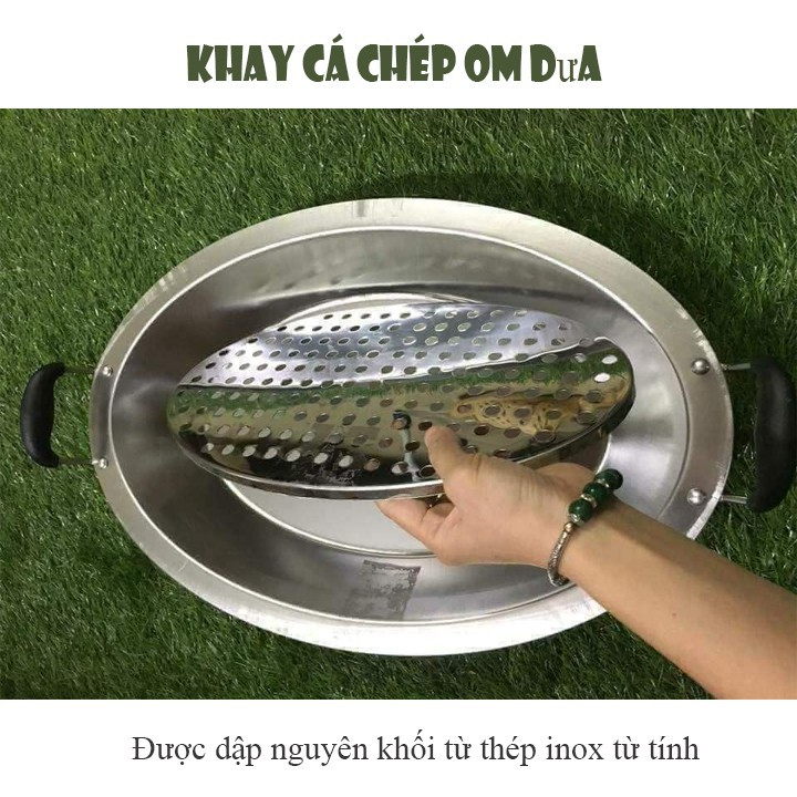 Khay Lẩu Cá Chép Om Dưa Cả Con, Có Vỉ Đáy Chống Cháy Sát, Inox Đun Trên Mọi Loại Bếp Hàng Chính Hãng