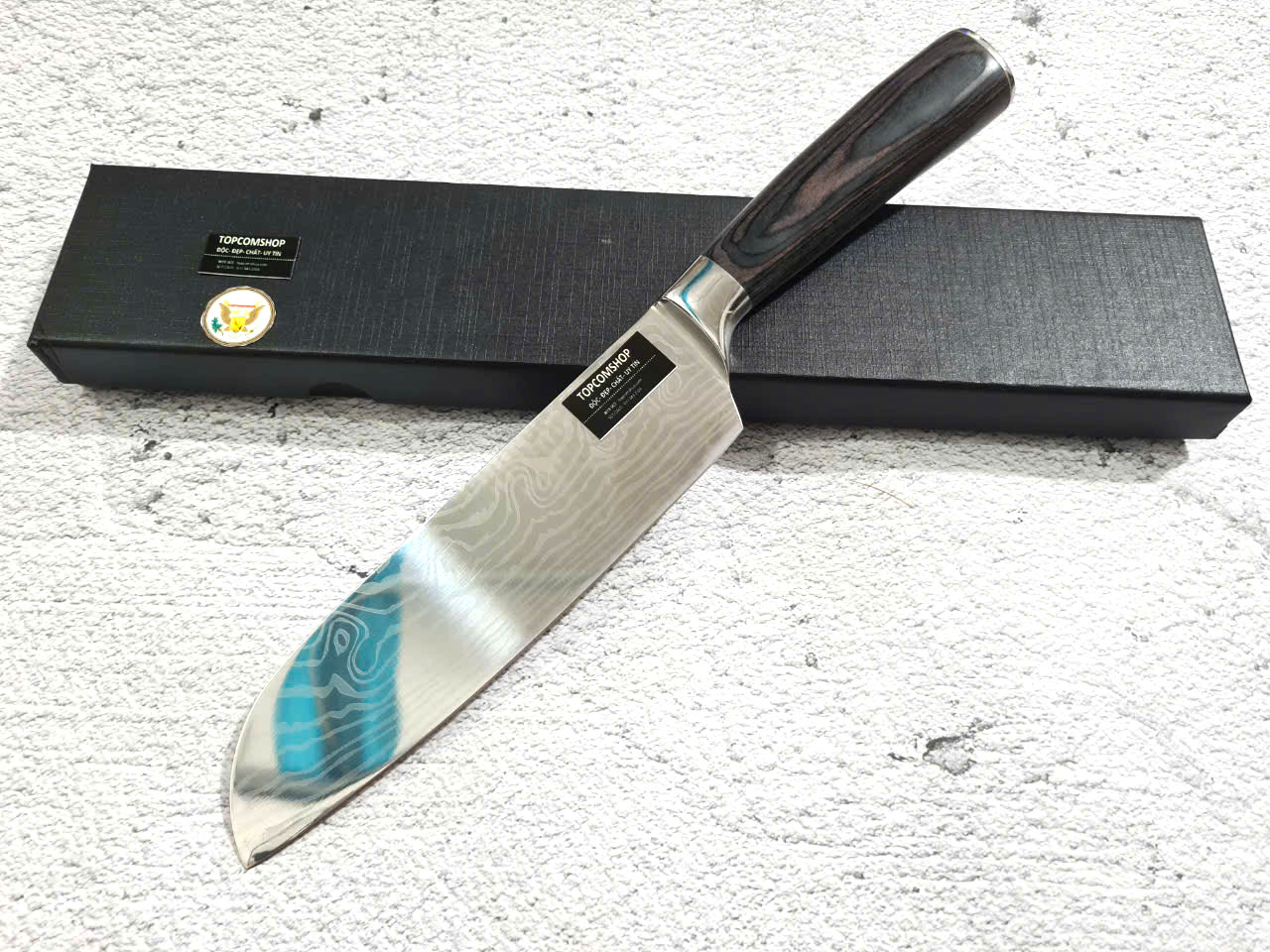 DAO - DAO BẾP NHẬT BẢN SANTOKU THÉP DAMASCUS MÃ A6 DT116 nt topcomshop vn