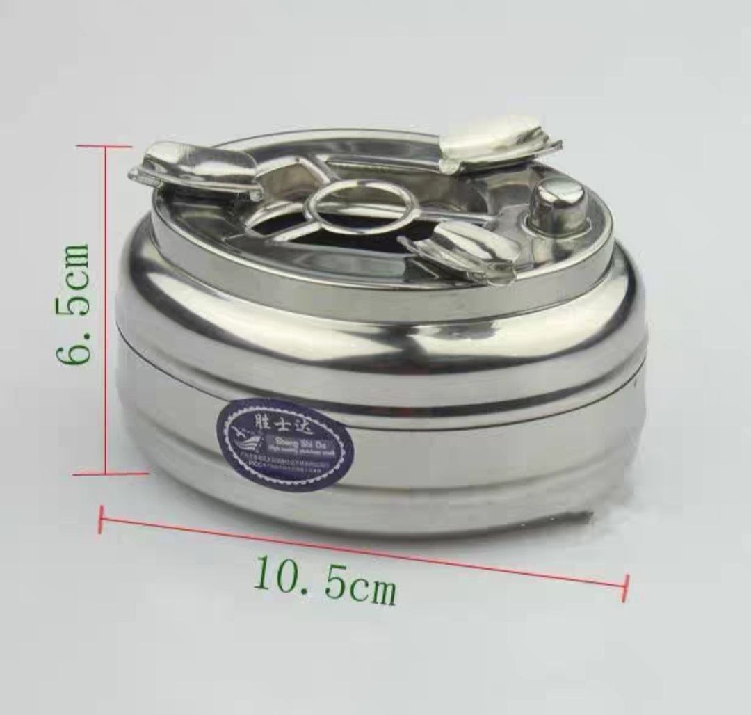 Gạt Tàn Thuốc Inox Có Nút Đóng Mở ( Nút Nhấn ) Kháng Bụi Hiệu Quả