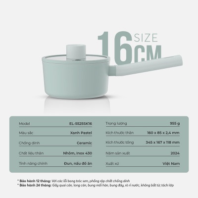 Nồi phủ sứ an toàn Elmich Verona EL-5525SK