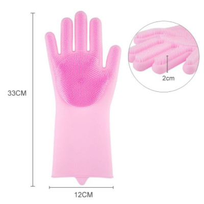 Găng Tay Rửa Chén Silicon Găng Tay Rửa Chén Bát Có Gai Vệ Sinh Nhà Cửa Đa Năng - Giao màu ngẫu nhiên
