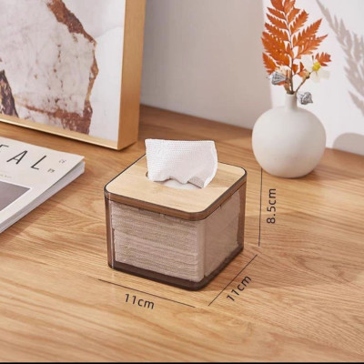 HỘP ĐỰNG GIẤY ĂN MIKA NẮP GỖ TRE