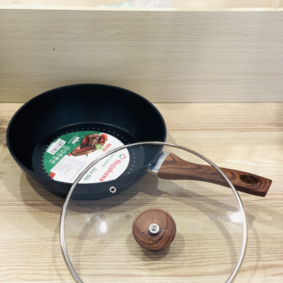 Chảo Sâu Lòng NAG2653 Đáy Từ 5 Lớp Chống Dính Vung Kính Siêu Bền Nagakawa (26cm) - Dùng Trên Mọi Loại Bếp - Hàng Chính Hãng