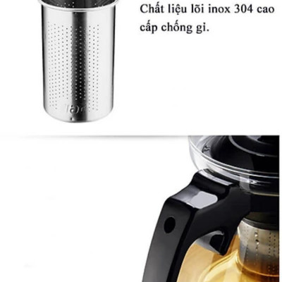 Bộ Bình Lọc Trà Thủy Tinh Kèm 4 Tách Lưới Lọc Inox 304 Không Gỉ- Tiện Lợi- Hàng Loại 1 Chính Hãng MINIIN