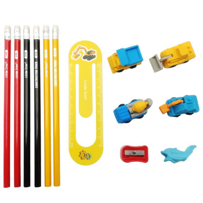 Bộ Dụng Cụ Học Tập Xe Công Trình Construction Truck - Little Tree GP8021-E (13 Chi Tiết)