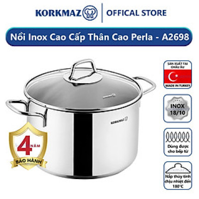 Nồi inox 18/10 thân cao Korkmaz Perla 4.8 lít - 20x16 cm