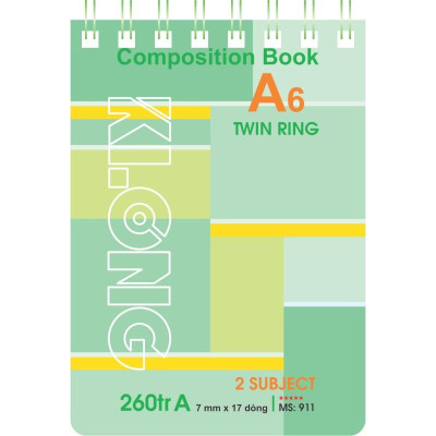 Sổ kẻ ngang lò xo kép ngang KLONG A6 260 trang 70/92; MS: 911