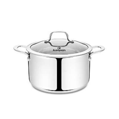 Nồi Inox 304 thân đáy đúc liền 3 lớp Kalpen Kazler 24cm dung tích 6.5L, đáy từ, vung kính chuẩn Đức - Hàng chính hãng
