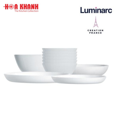 Đĩa Sâu Thủy Tinh Luminarc Diwali Lines 20cm đựng thức ăn, kháng vỡ, cường lực - Bộ 3 đĩa - Q1662